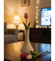 ÇİZGİLİ DEKORATİF VAZO (Beyaz)