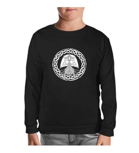 A Viking Longship in a Celtic Knot Siyah Çocuk Sweatshirt