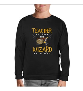 Teacher by Day Öğretmenler Günü Siyah Çocuk Sweatshirt
