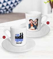 BK Gift Kişiye Özel Babalar Günü Hediyesi Fotoğraflı Türk Kahvesi Fincanı-58 (Beyaz)