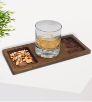 BK Gift Kişiye Özel Baş Harfli İsimli Viski Bardağı ve Doğal Masif Ahşap Dikdörtgen Sunum Tabağı Çerezlik Hediye Seti-8
