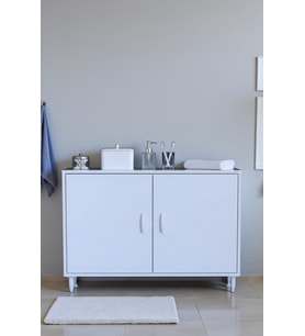 Eliusta Arden 95 cm Beyaz 2 Bölmeli Banyo Düzenleyici Dolap 1 Raflı Çok Amaçlı Mutfak Dolabı 95x75x32,5 cm