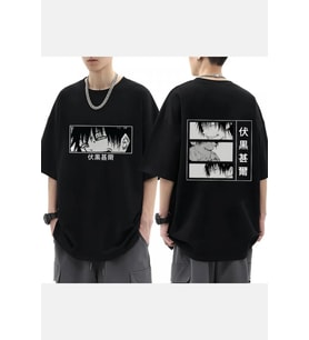 Anime Jujutsu Kaisen Toji Eyes Ön Arka Unisex T-shirt (Siyah)