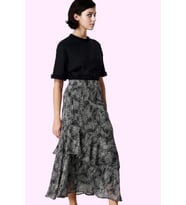 Kadın Maxi Kloş Animal Desenli Etek Astarlı Polyester Günlük Stil Yaz Aylarının Vazgeçilmezi (Siyah)