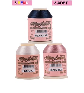 3 Adet Altınbaşak Oya ve Dantel İpi 20 gr - Royaleks - No: 903 - 102 - 136