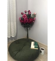 Haki Rengi Yuvarlak Mini Yer Pufu, Yer Minderi