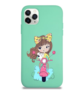 Apple iPhone 11 Pro Uyumlu Lansman Kılıf Vespagirl Tasarımlı Altı Kapalı İçi Kadife Kaplı  Kapak (Şeffaf)