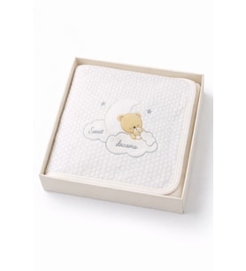 Unısex 90x90 Çift Katlı Ayıcık Desenli Kapitone Bebek Battaniyesi Pamuklu K
