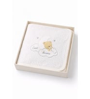 Unısex 90x90 Çift Katlı Ayıcık Desenli Kapitone Bebek Battaniyesi Pamuklu K