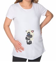 BK Gift Bebek Koyun Tasarımlı Beyaz Hamile Tişört-1