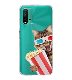 PrintiFy Poco M3 ile Uyumlu Kedi 1 Kamera Korumalı Şeffaf Kılıf