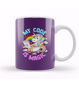 My Code Is Magic Unicorn Computer Programmer Coder Kupa Bardak Porselen