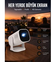 Akıllı Projeksiyon Powerbankli Taşınabilir Sinema Projektörü 4k HD Kaliteli Yeni Nesil