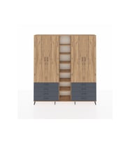 Arges Dolap 10 Raflı 8 Çekmeceli 2 Askılı 220x30x243 Çam-Çam/Antrasit