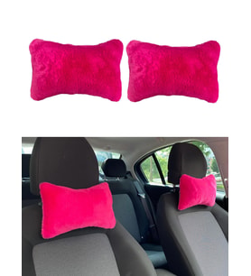 Yumuşak Peluşlu Ortopedik Araba Seyahat Boyun Yastığı 2'li Fuşya Pembe