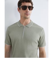 LC WAIKIKI Haki Polo Yaka Çizgili Erkek Tişört