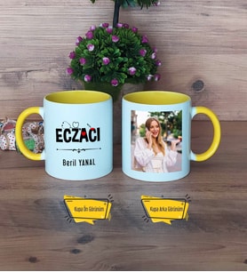 Eczacı Kupa Bardak Sarı Fotoğraflı Eczacılık Günü Hediyesi