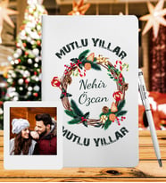 Yılbaşı İçin Kişiye Özle Tasarım Defter Kalem & Instagram Çerçeve Hediye Seti