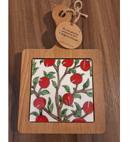 Loya Handmade - Ahşap Mini Sunum ( Elma Ağacı Desenli El Yapımı Çini)