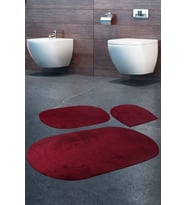Rivora Mürdüm 3'lü Banyo Halısı Paspası Seti Kaymaz Tabanlı Makinede Yıkanabilir