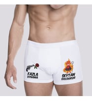 Fazla Oynama Şeytan Doldurur Mesajlı Erkeğe Hediye Pamuklu Boxer