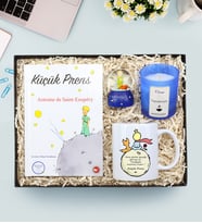 Küçük Prens Kitabı & Küçük Prens Kupa & Küçük Prens Kar Küre & Okyanus Kokulu Mavi Bardak Mum Hediye Seti