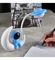 Astronot Ay Gece Lambası Çocuk Usb Şarj Edilebilir Led Lamba (Mavi)