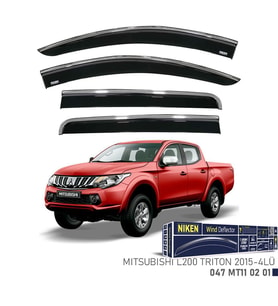 Niken Mitsubishi L200 Trion 2015- Kromlu Cam Rüzgarlığı 4 LÜ (Siyah)
