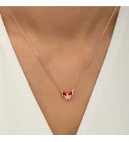 Gümüş Rose Minimal Kelebek Bayan Kolye