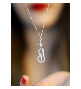 925 Ayar Zirkon Taşlı Gitar Model Hayalet Kolye