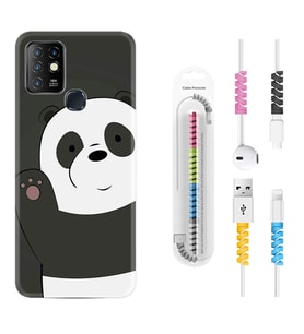 INFINIX Hot 8 9 10 11S Hot 10 Play 10T Kılıf Kablo Koruma Spiral Silikon Hello Panda 1709