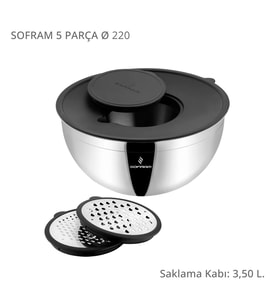 Sofram 5 Parça 22 Cm Karıştırma ve Saklama Kabı 3,50 Litre