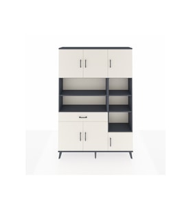 Arges Dolap 10 Raflı Tek Çekmeceli 6 Kapaklı 132x30x195 Antrasit-Aytaşı/Aytaşı