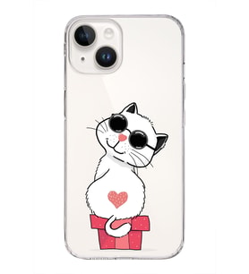 Apple iPhone 14 Plus Uyumlu Kapak Coolcat Tasarımlı Şeffaf Silikon Kılıf