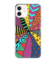 PrintiFy Apple  iPhone 12 Mini ile Uyumlu 1mm Slim Fit Retro Renkler 4 Baskılı Şeffaf  Kılıf