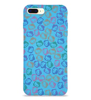 Apple iPhone 8 Plus Uyumlu Lansman Kılıf Hello Kitty Tasarımlı İçi Kadife Kapak-Mavi (Şeffaf)