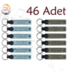 Gök Mavi & Kül Gri, 46'lı Set, Kişiye Özgü Anahtarlık, Sevdiklerinizle Paylaşılacak Doğum Günü Anısı