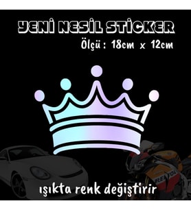 ön cam için kral tac ön arka cam uyumlu 2 ADET oto sticker - ışıkta renk değiştiren hologram sticker yapıştırma
