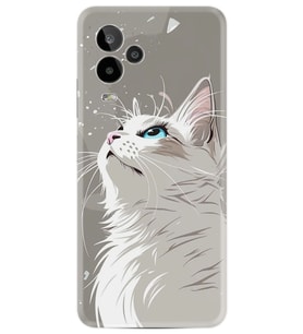 24 Pro Kılıf HD Resim Baskılı Beyaz Kedi StKd -061