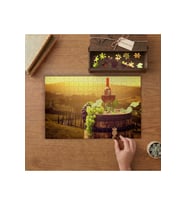 Üzümler - Şarap - Fıçı Tasarımı 240 parça Ahşap Puzzle Ahşap Kutuda MP01385