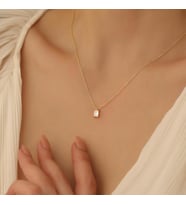 925 Ayar Gümüş Kristal Taşlı Baget Kolye - 7mm