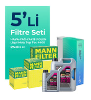 MANN Renault Koleos 1.6 Dizel Filtre Bakım Seti Liqui Moly Motor Yağlı (2016-2018) 5 Li