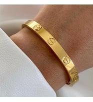 İnce Gold Çelik Üzeri Altın Kaplama Cartier Model Kelepçe