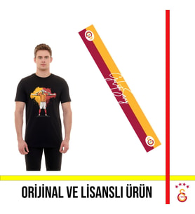 Galatasaray Lisanslı Icardi T-Shirt ve Yazılı Şal Atkı (Siyah)