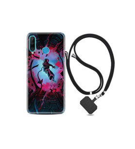 Huawei P30 Lite Kılıf Silikon Ipli Boyun Askılı Desenli Astronot Attack 1702