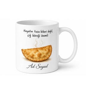 Çiğ Börek Temalı Baskılı Kupa Bardak Hediye Porselen Mug