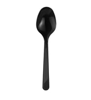 Plastik Lüx Siyah Renk Kaşık - Parti Davet Piknik Çorba Yemek Kaşığı - 18 Cm. - 25'li Paket