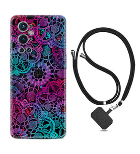 Tecno Spark 9 Pro Kılıf Silikon Boyun Askılı İpli Desenli Silikon Colurful Mandala 1667