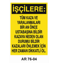 İŞ GÜVENLİĞİ UYARI LEVHASI 1 ADET PVC 21 X 29CM