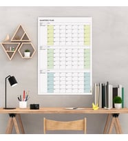Amerikan Standardı Tarihsiz Üç Aylık Duvar Takvimi, Yeşil Renkler, Pazar Günü Başlagıç, Üç Aylık Duv